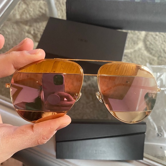 BNIB DIOR Split aviator sunglasses in rose gold - Picture 3 of 11